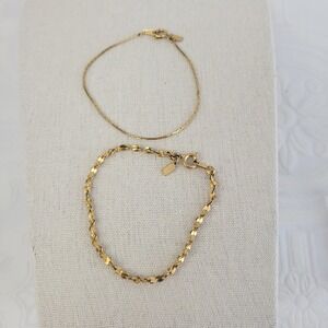 Monet Gold Tone Bracelet Set Textured Petal and Snake Chain Rope